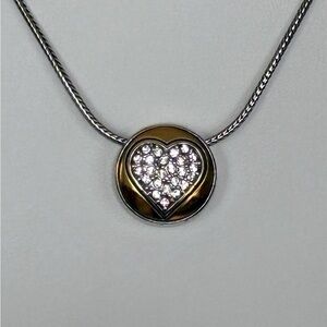 Brighton Two-Tone Crystal Heart Pendant Necklace